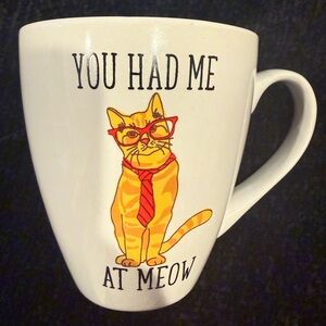 Cat Mug with Red Glasses and Tie
